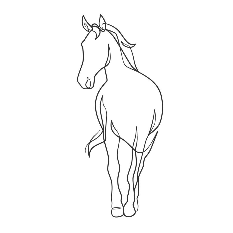 Continuous line drawing of horse vector