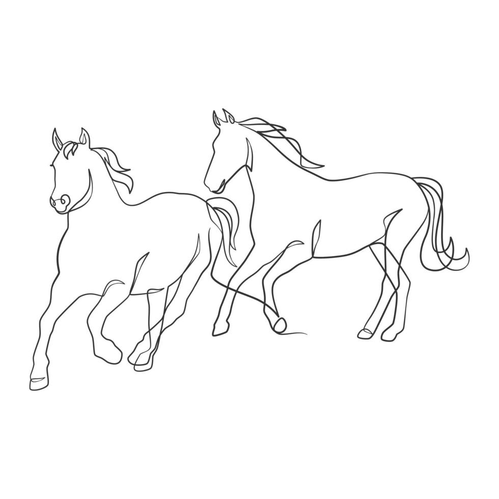 Continuous line drawing of horse vector