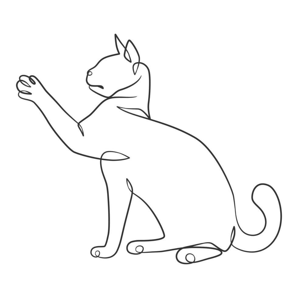 dibujo de línea continua de lindo gato vector