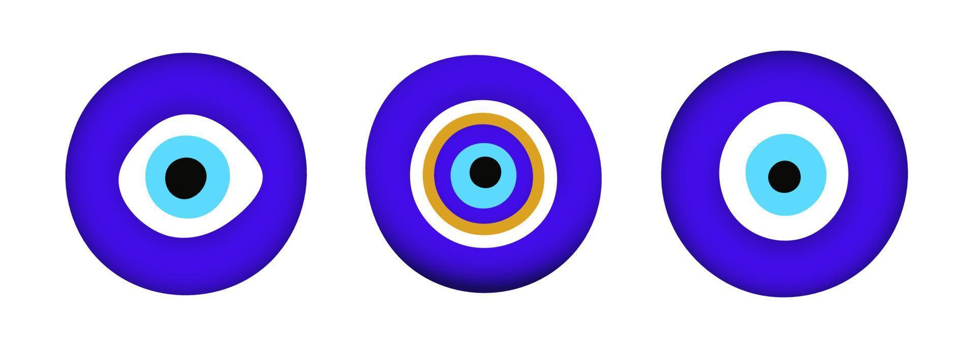 azul oriental mal de ojo símbolo amuleto estilo plano diseño vector ilustración aislado sobre fondo blanco.