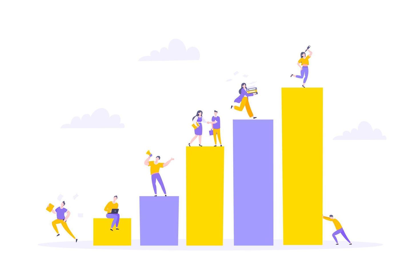 Career climbing and supporting with giving a helping hand business concept flat style design vector illustration.