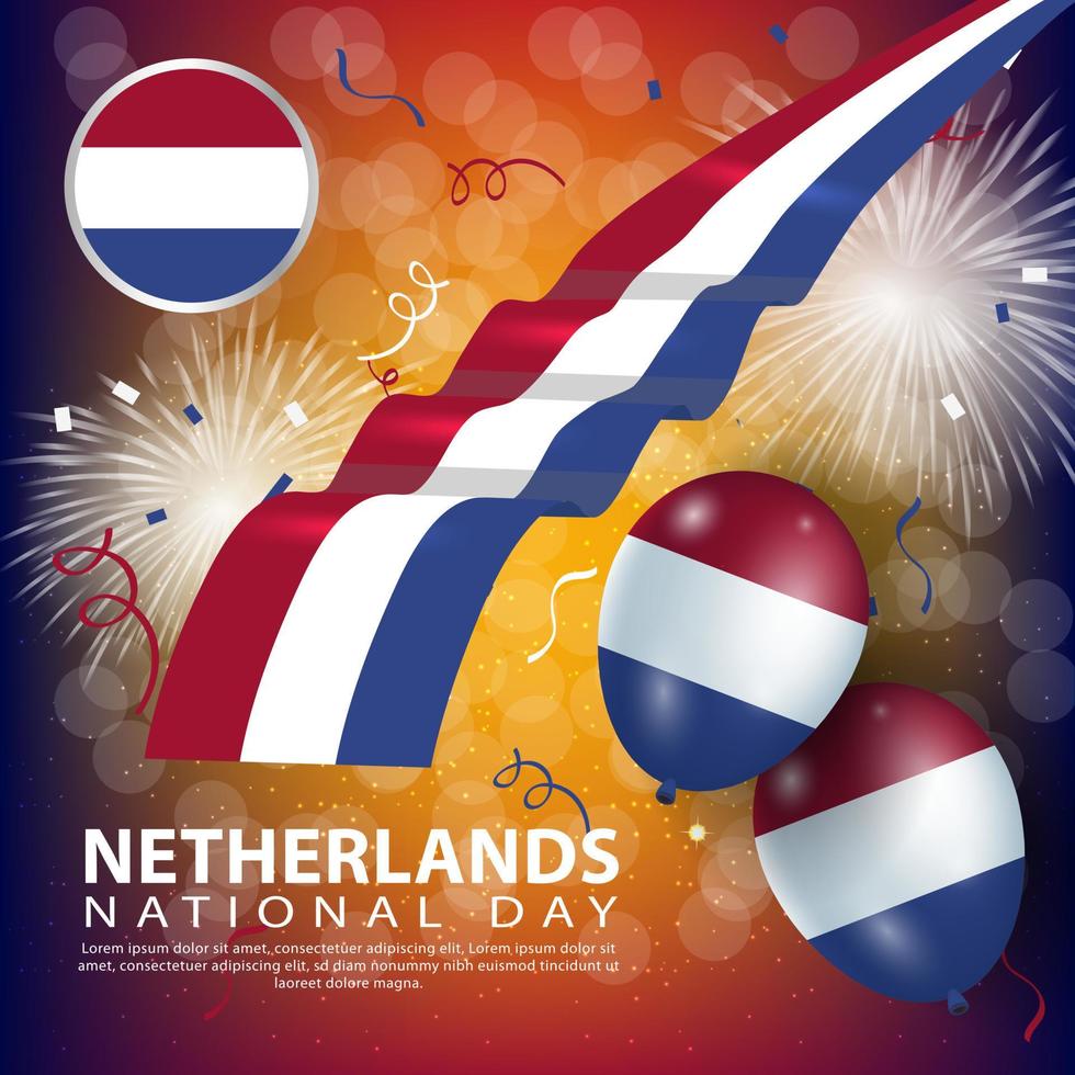 Anniversary National Day Netherlands. Banner, Greeting card, Flyer design. Poster Template Design vector