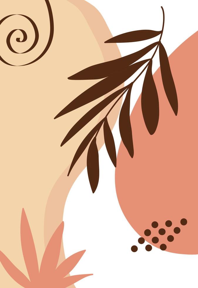 Abstract background. Hand drawing scribbles of various shapes, leaves, spots. Modern contemporary trendy vector illustration. Each background is isolated.