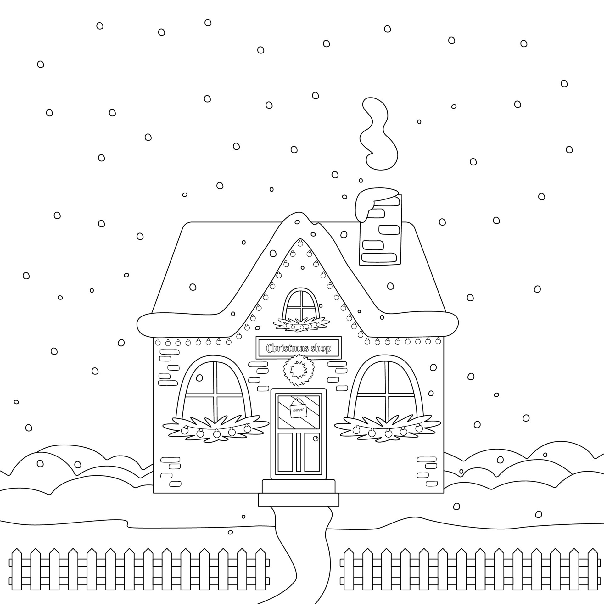 Winter House Coloring Pages for Adults Graphic by Design Shop · Creative  Fabrica