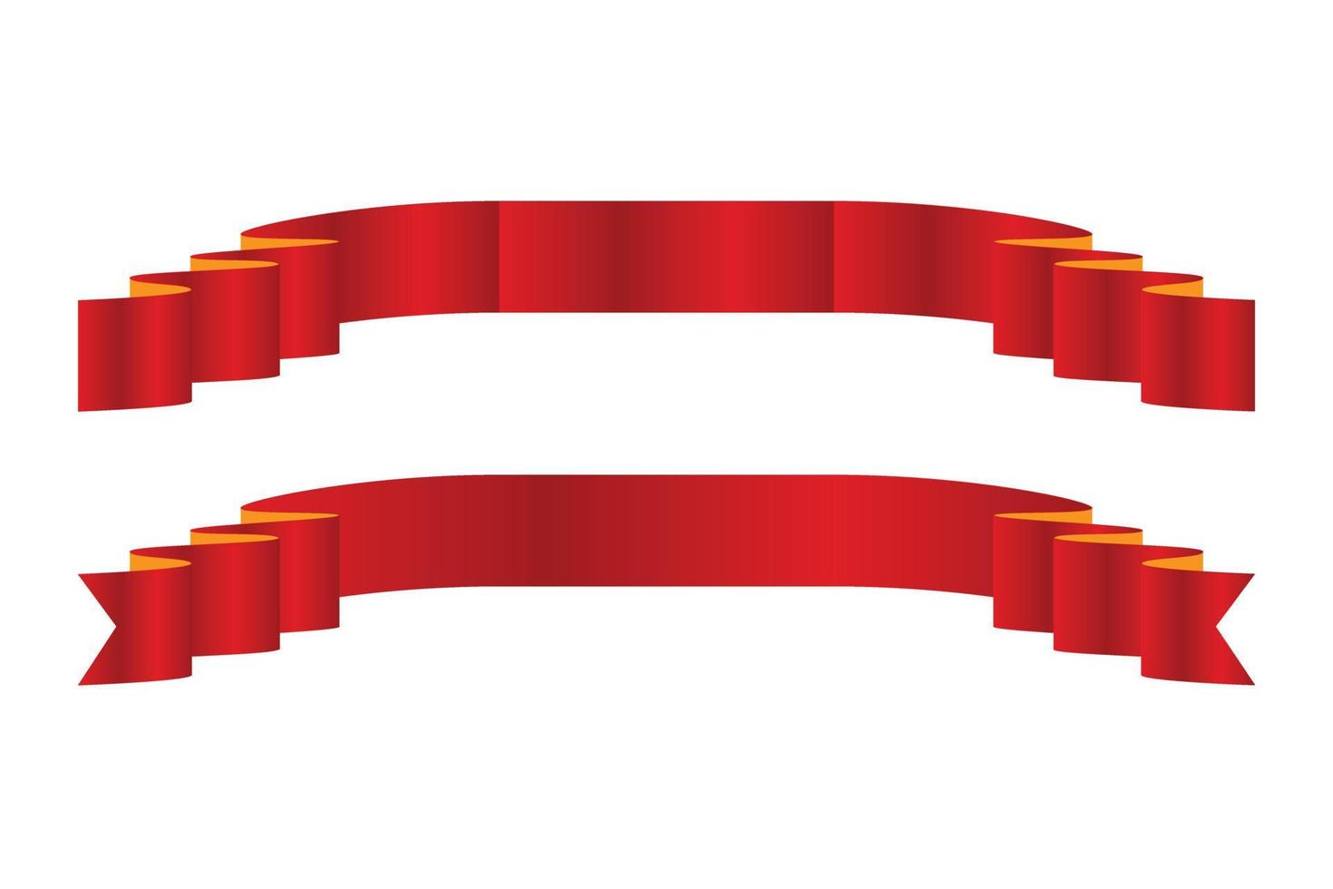 Realistic glossy curved red ribbon vector
