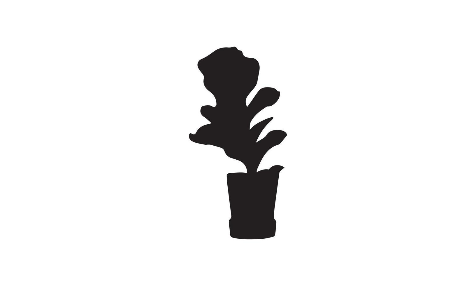 diseño de logotipo de ilustración de vector de planta en blanco y negro