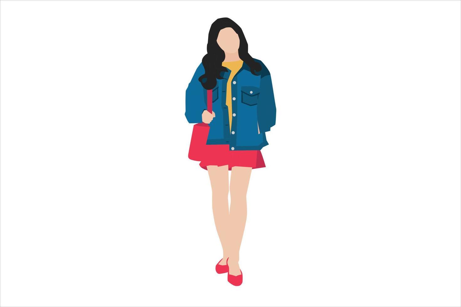 Vector illustration of casual women posing on the sidewalk