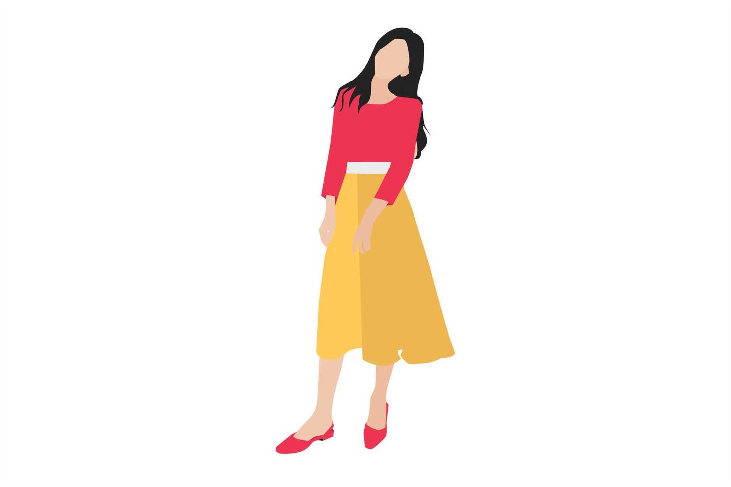 Vector illustration of elegant women posing on the sidewalk