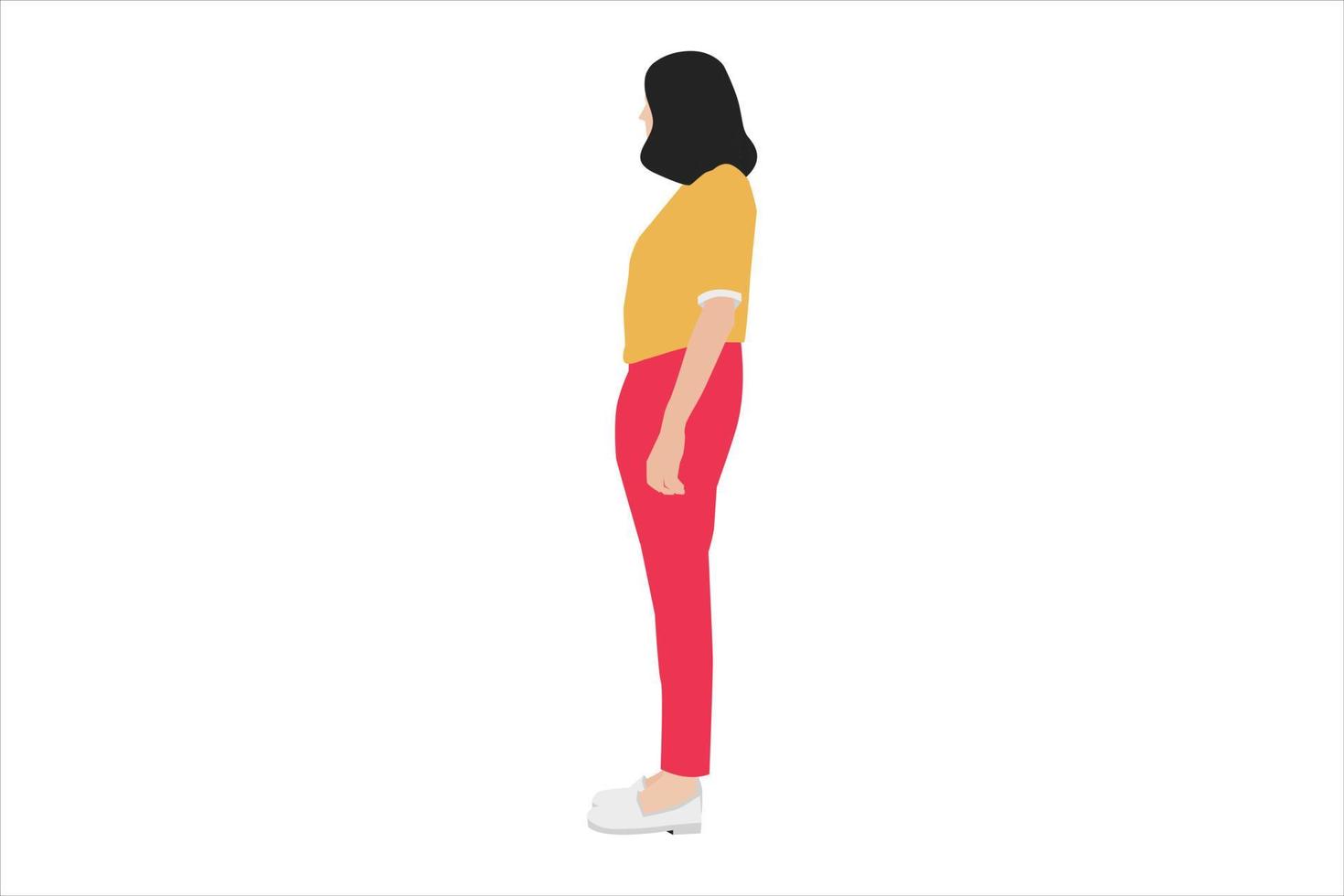 ilustración vectorial de mujeres casuales posando en la acera vector