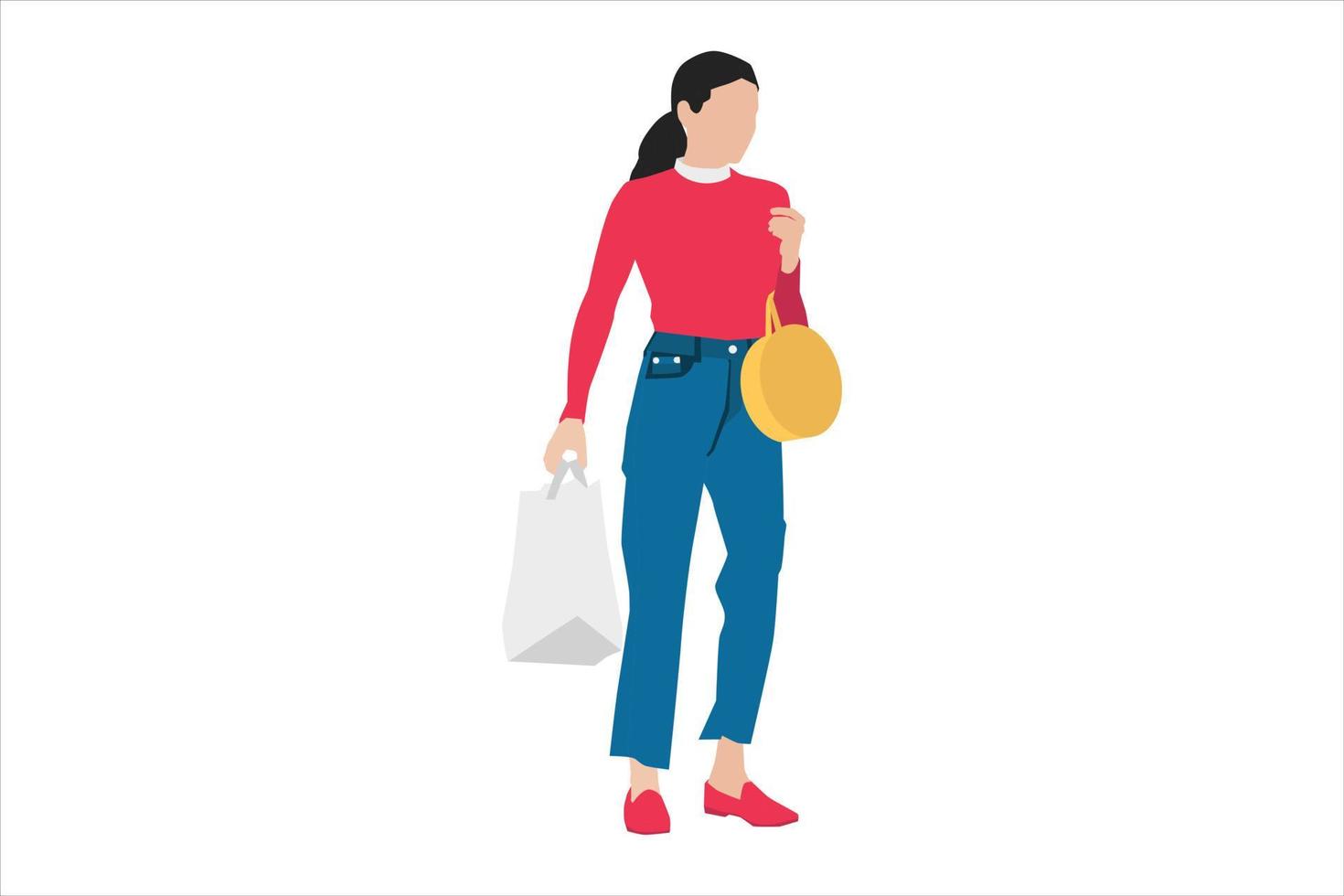 Ilustración vectorial de mujeres casuales caminando por la acera vector