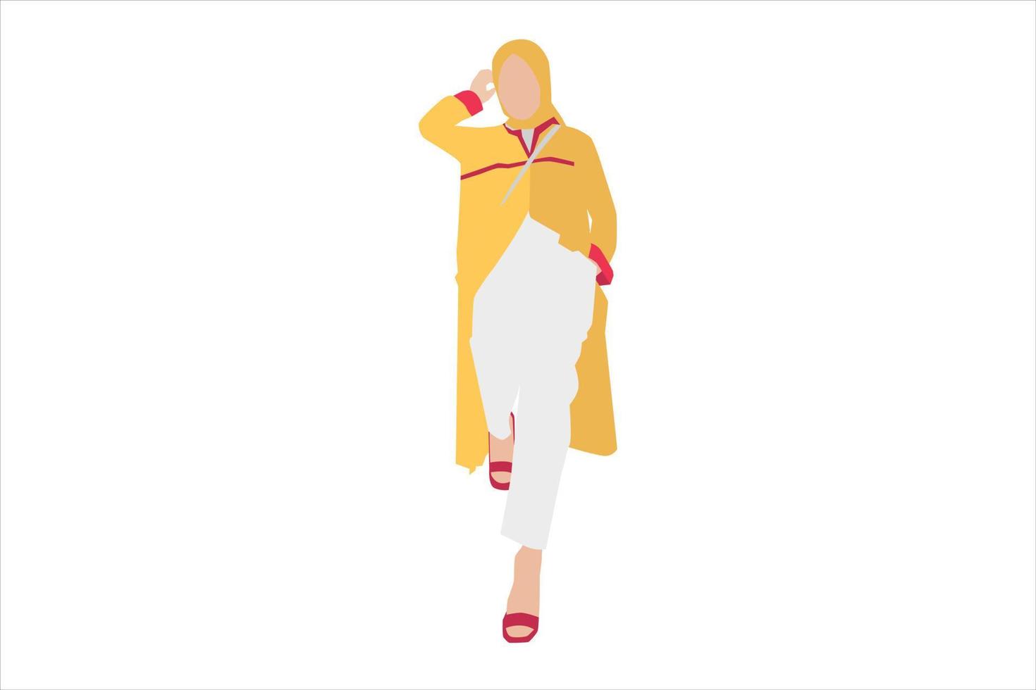 ilustración vectorial de mujeres musulmanas posando en la acera vector