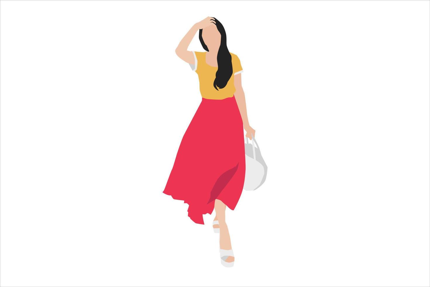 Vector illustration of elegant women posing on the sidewalk