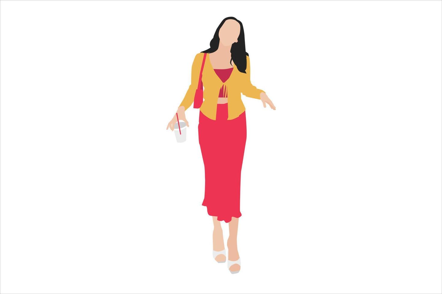 Vector illustration of elegant women posing on the sidewalk