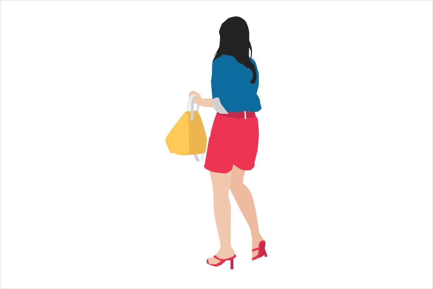 Ilustración vectorial de mujeres casuales caminando por la acera vector