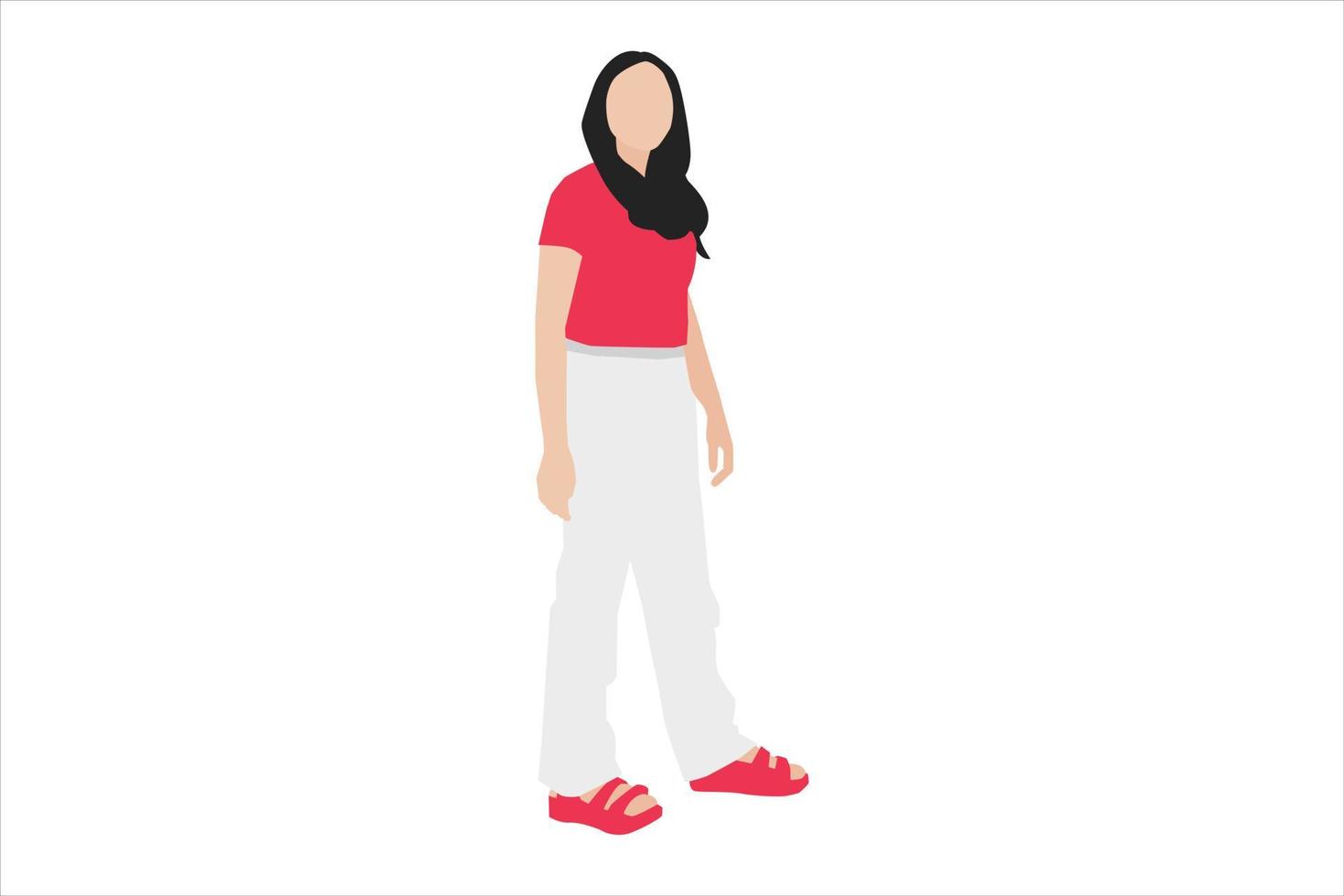 Vector illustration of casual women walking on the sidewalk