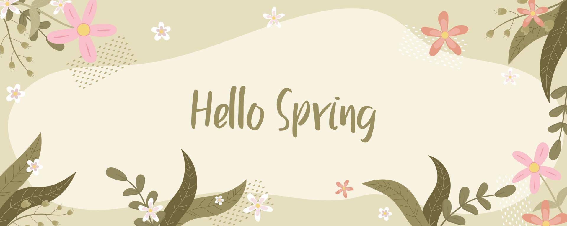 Hand drawn spring flower banner vector