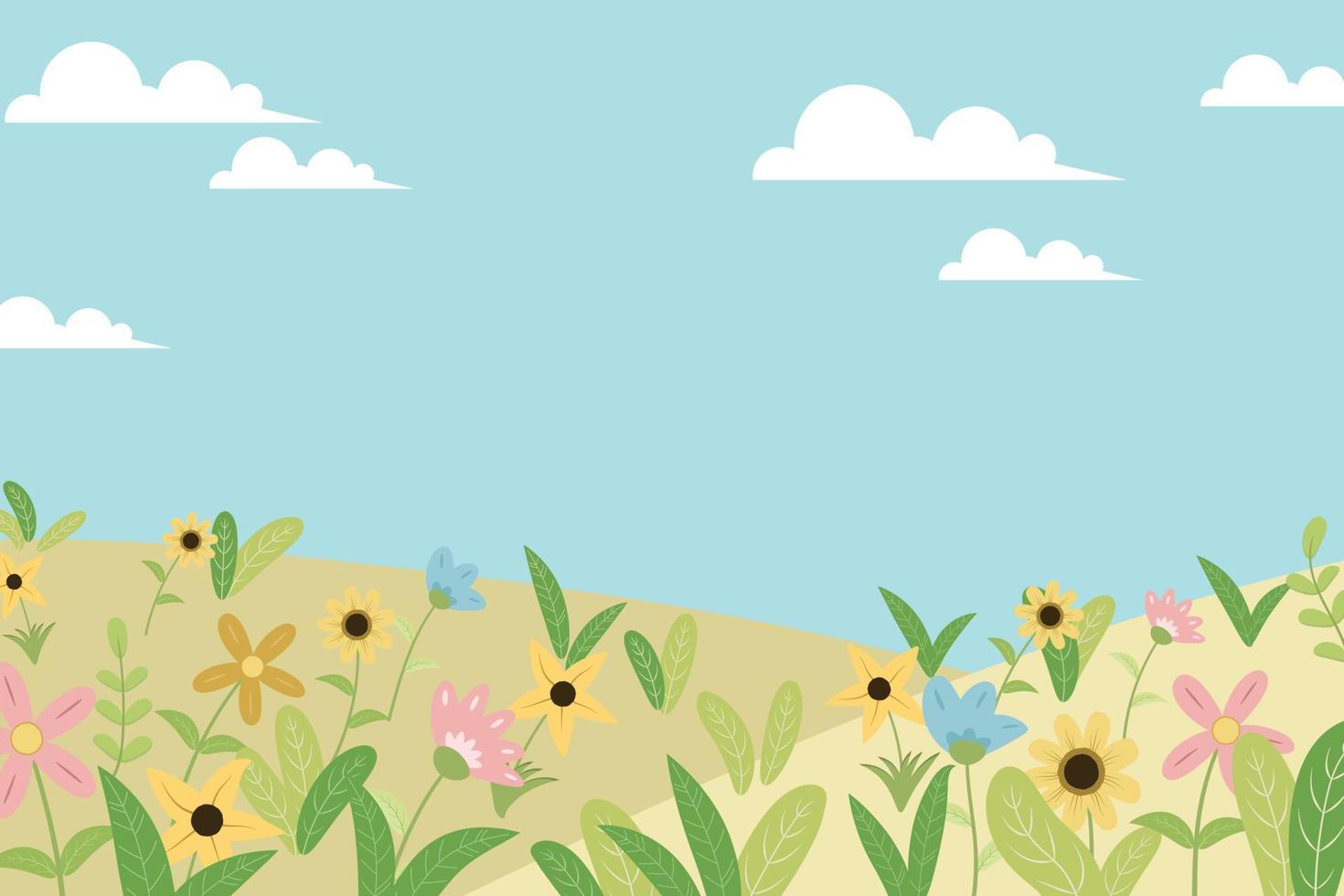 Hand drawn spring flower background vector