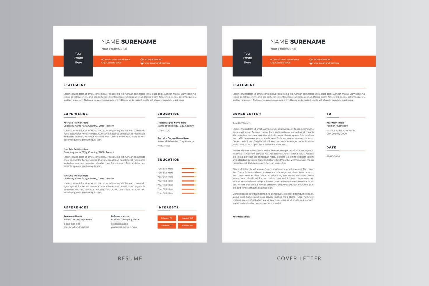 Professional Resume and Cover Letter Template. Pro Vector