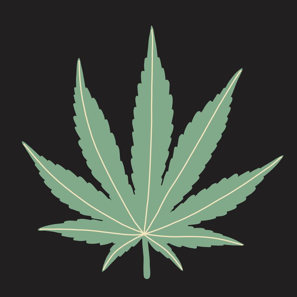 simplicity cannabis leaf freehand drawing flat design. vector