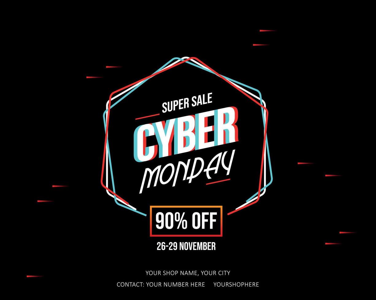 Diseño creativo de Cyber Monday y oferta para la venta. vector