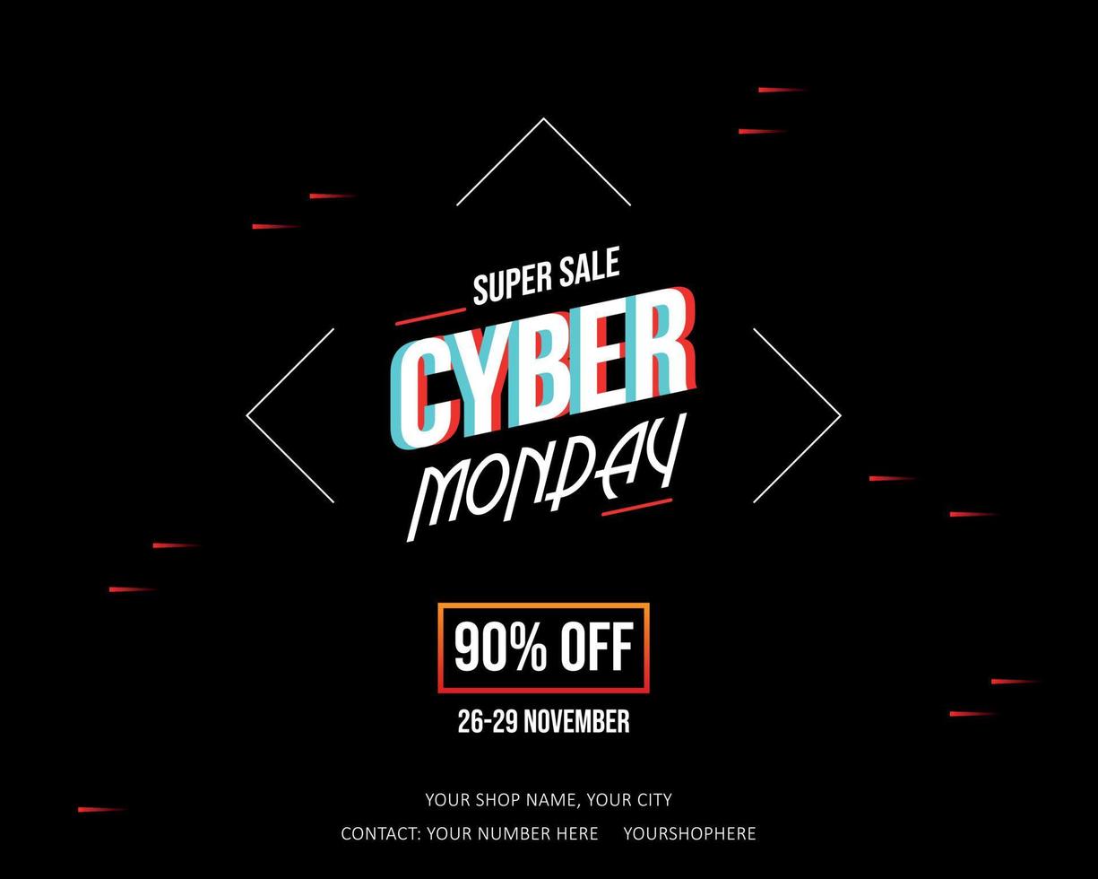 Diseño creativo de Cyber Monday y oferta para la venta. vector