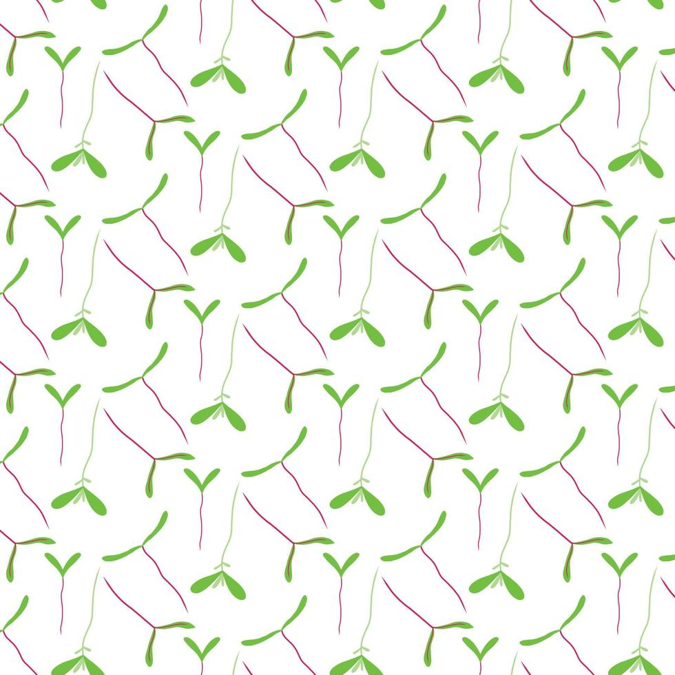 Vector seamless pattern with greenery. Pattern with beet sprouts.