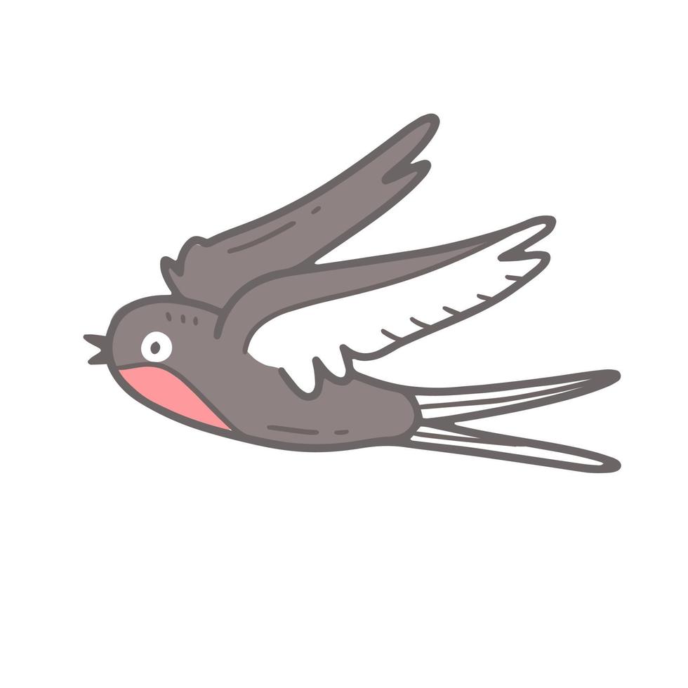 Swallow in doodle style. Vector isolated illustration.