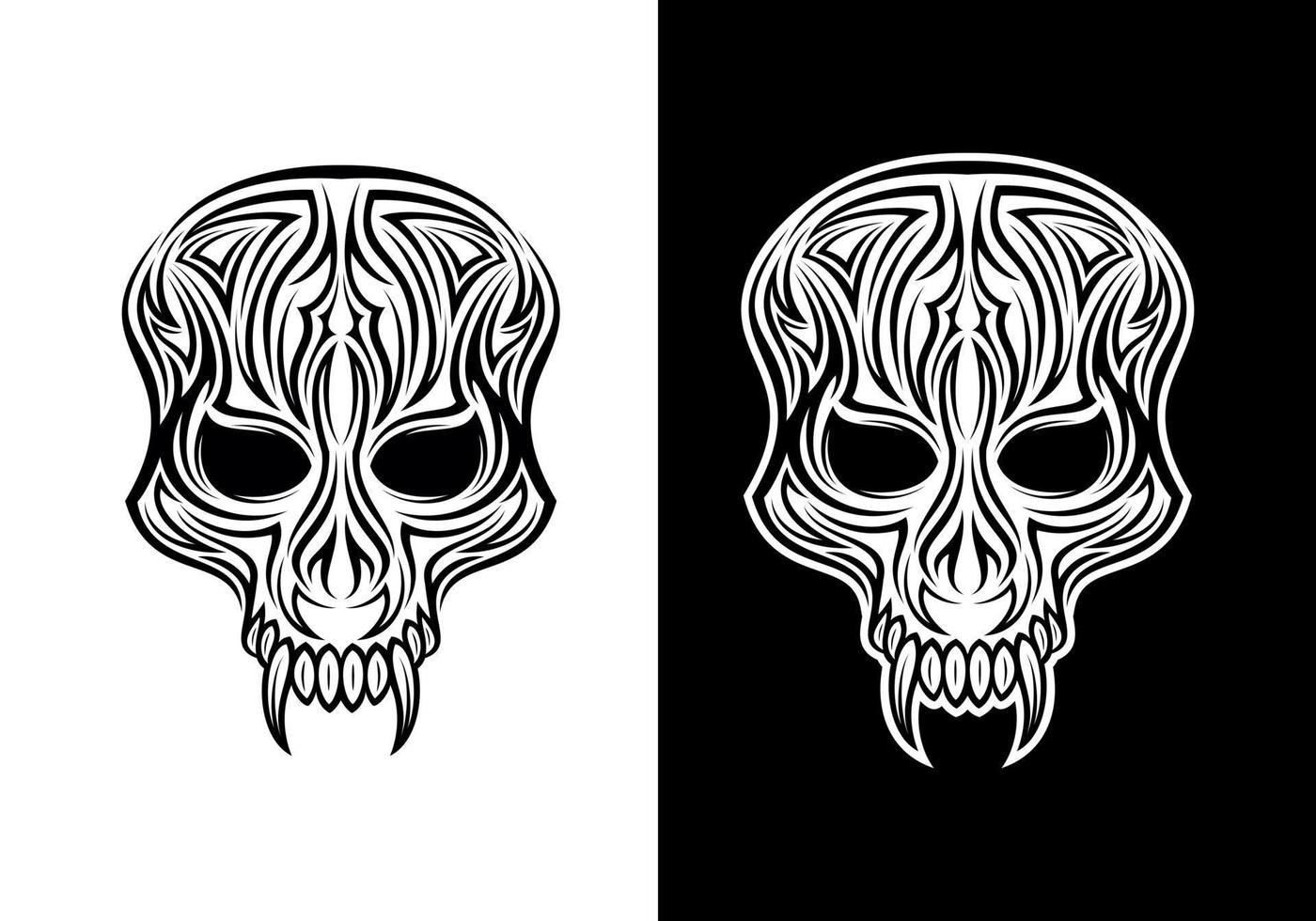 vector de diseño de tatuaje tribal de cara de demonio