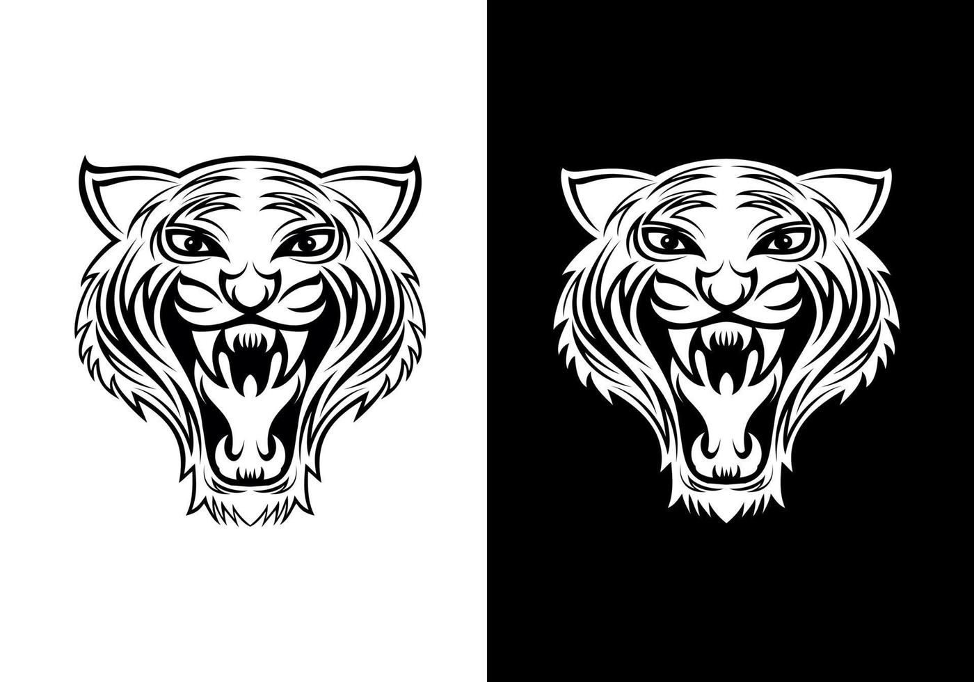 vector de diseño de tatuaje de cara de tigre dibujado a mano