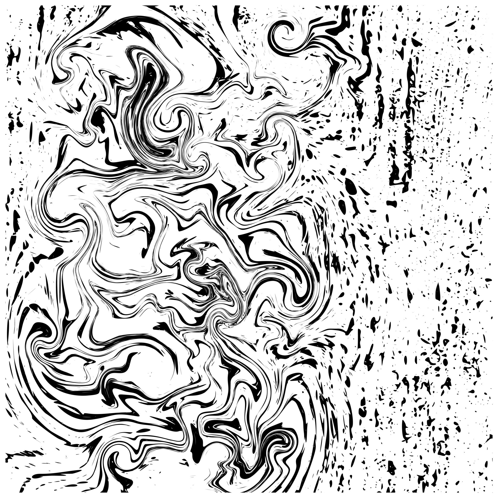 Black and white abstract liquid ink grunge background. Vector