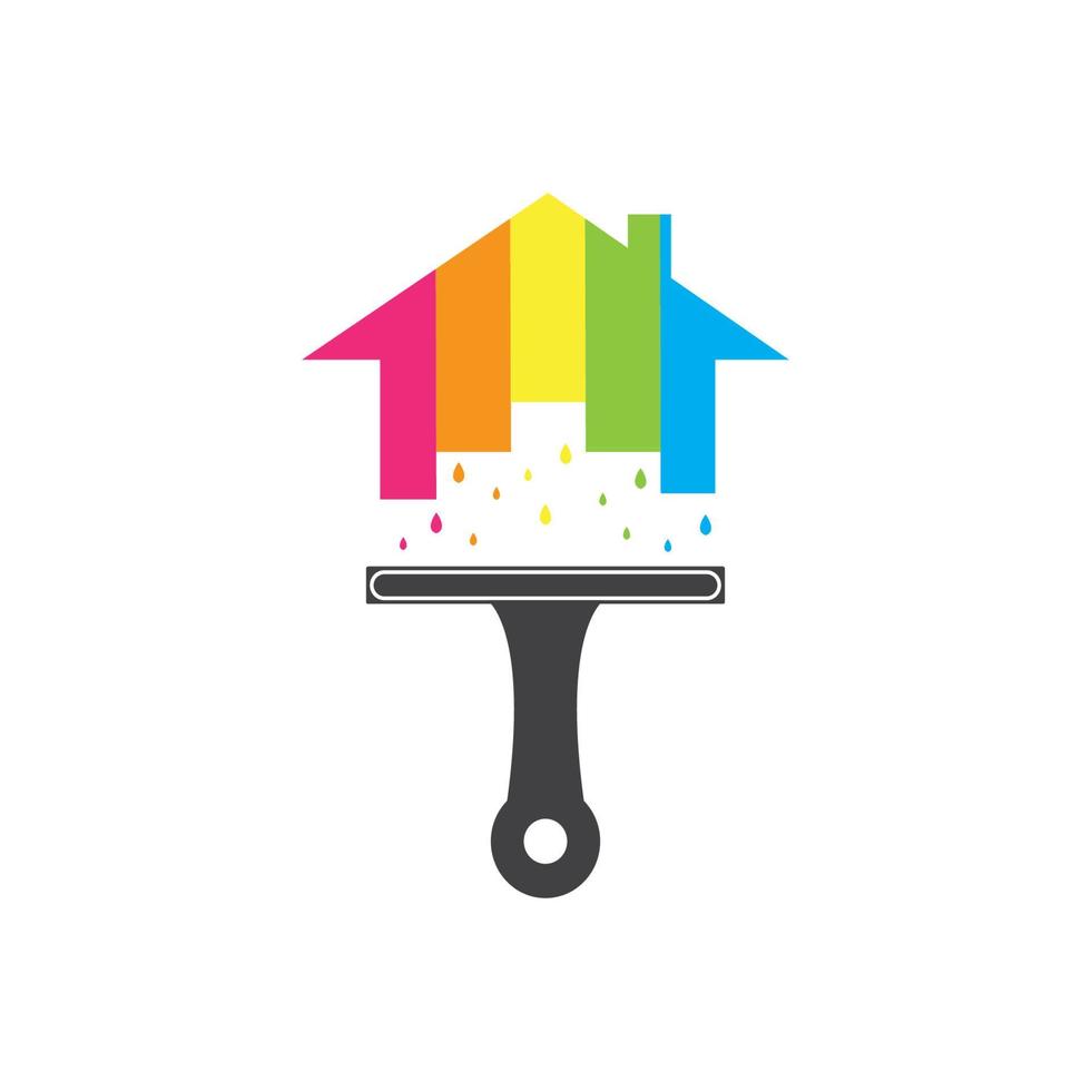 plantilla de diseño de logotipo de icono de vector de servicio de pintura de casa colorida