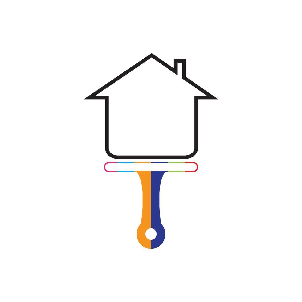 Colorful house painting service vector icon logo design template