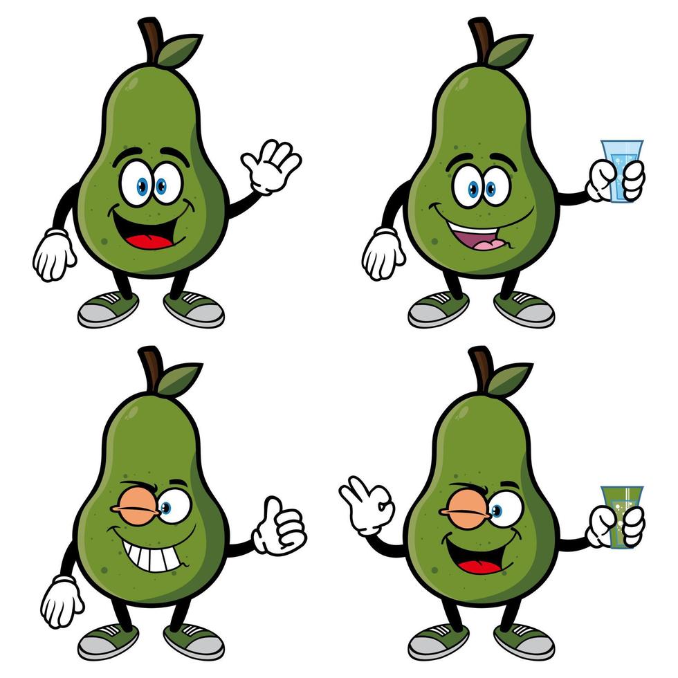 アボカページ Set of collection cute smiling avocado cartoon character