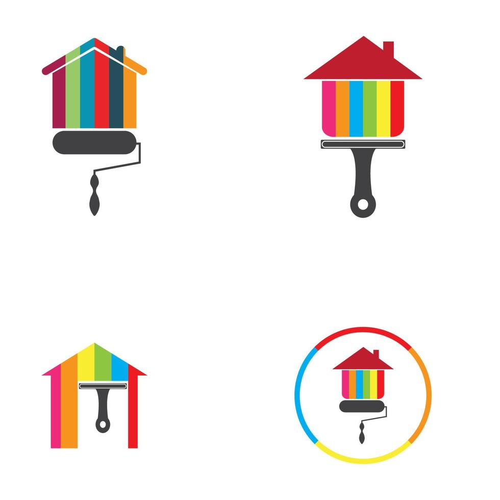 Colorful house painting service vector icon logo design template