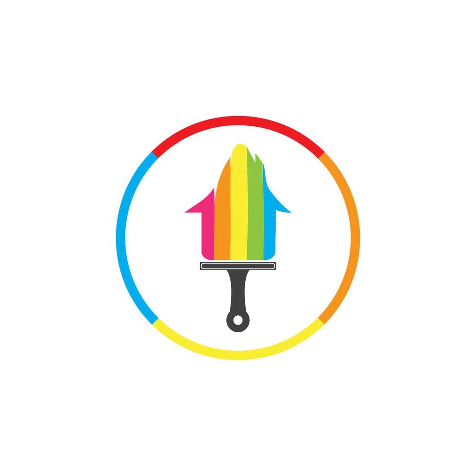 plantilla de diseño de logotipo de icono de vector de servicio de pintura de casa colorida