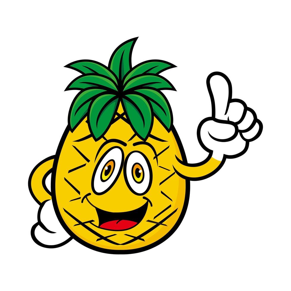 Smiling pineapple cartoon character. Vector illustration isolated on white background
