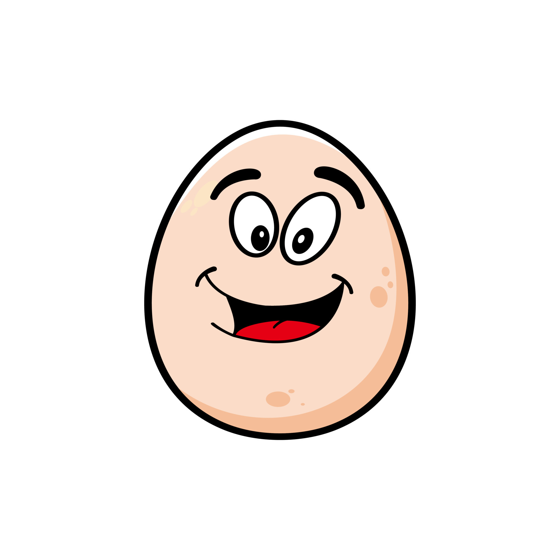 Smiling egg mascot cartoon character. Vector illustration isolated on