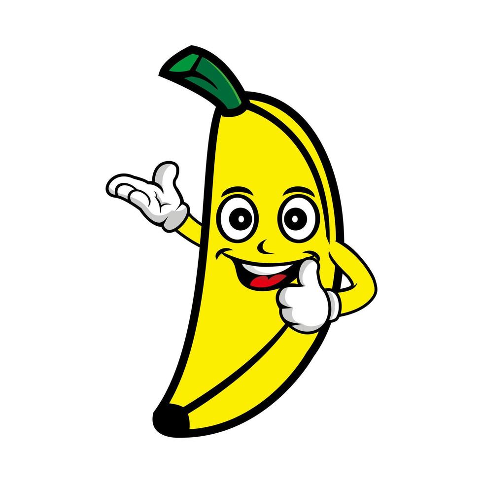 Smiling banana cartoon character. Vector illustration isolated on white background