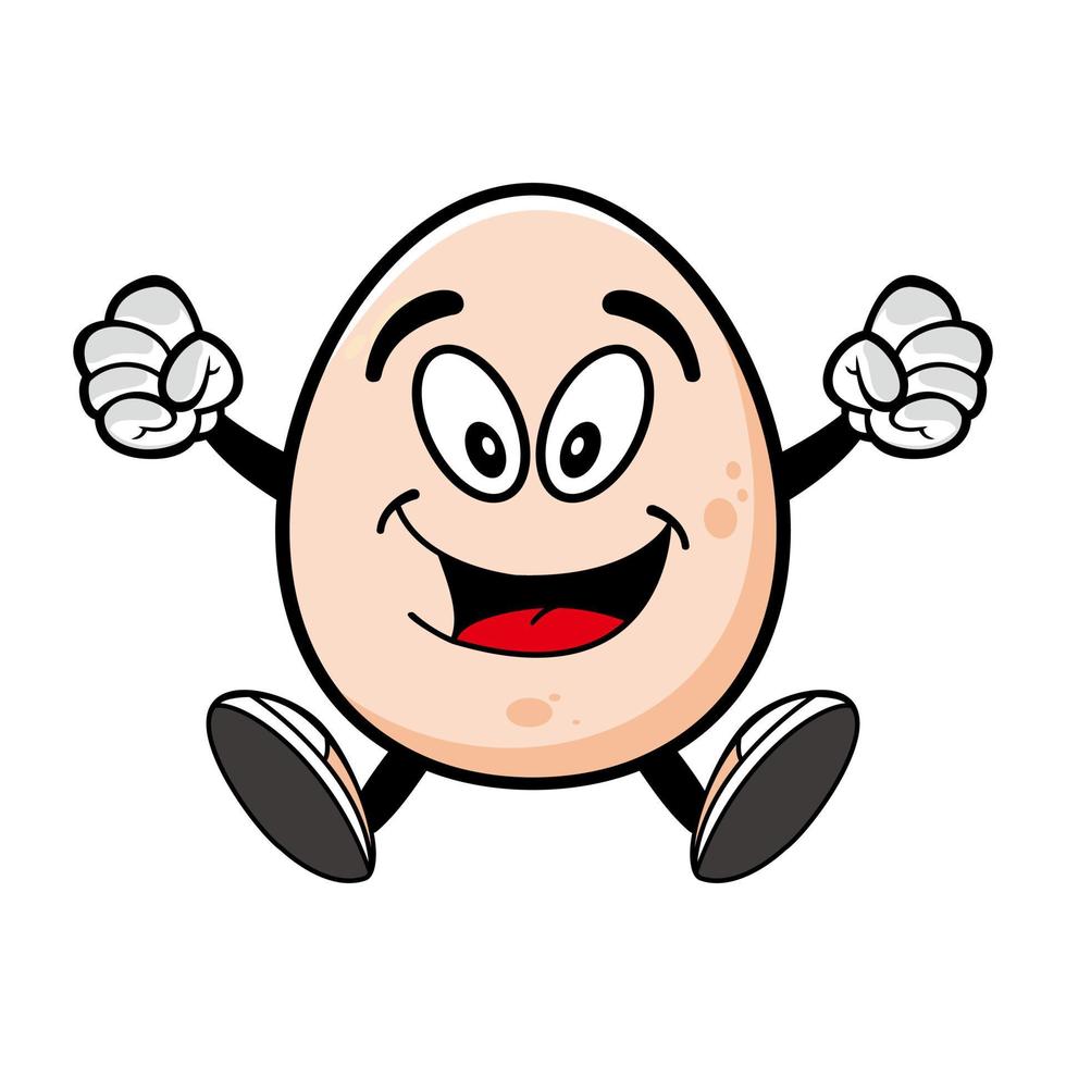 Smiling egg mascot cartoon character. Vector illustration isolated on white background