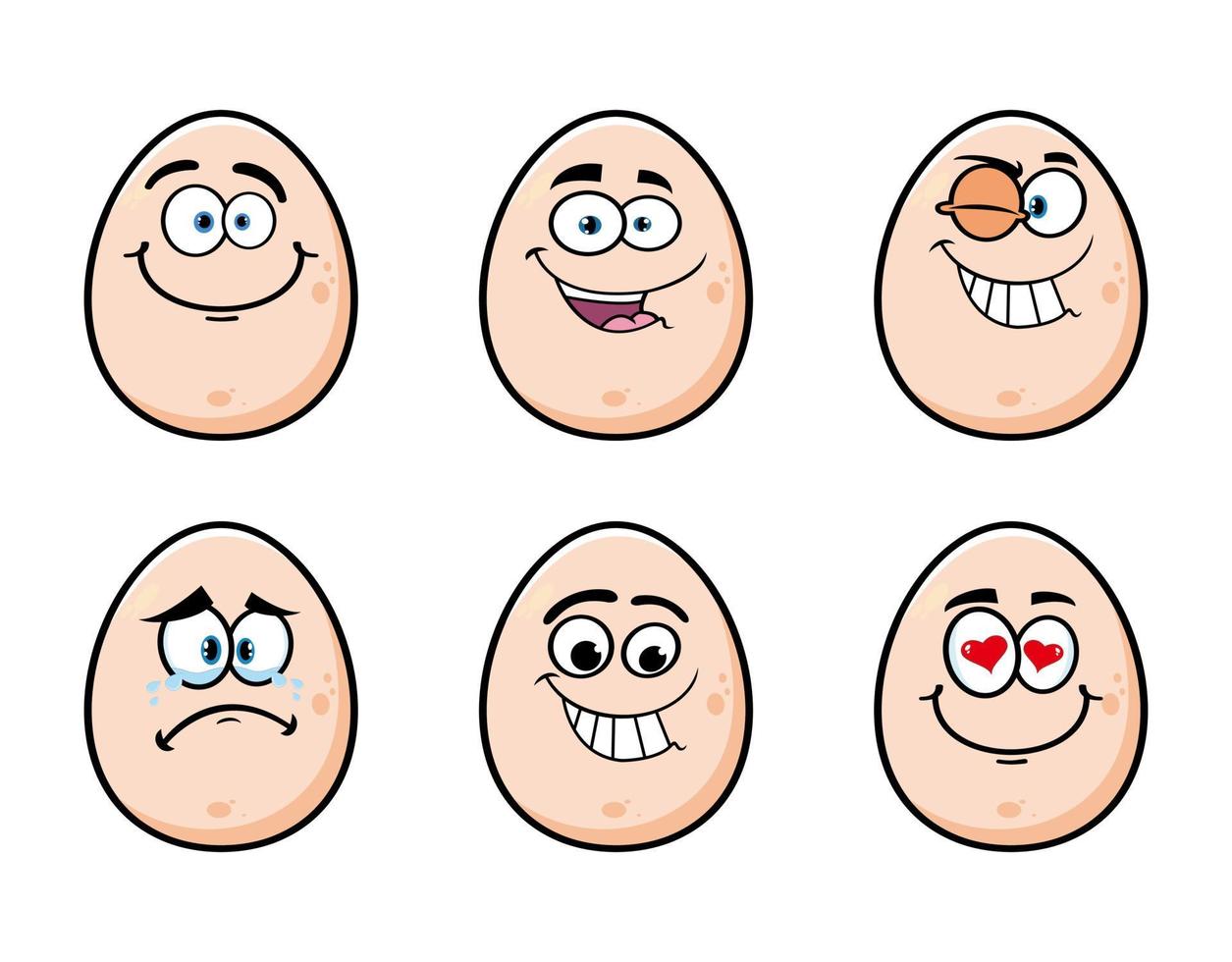 Set of collection smiling egg cartoon mascot character. Vector illustration isolated on white background