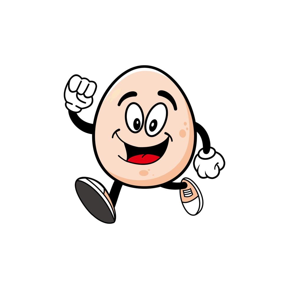 Smiling egg mascot cartoon character. Vector illustration isolated on white background