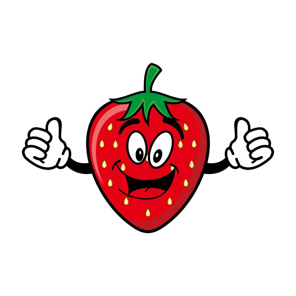 Smiling strawberry cartoon mascot character. Vector illustration isolated on white background