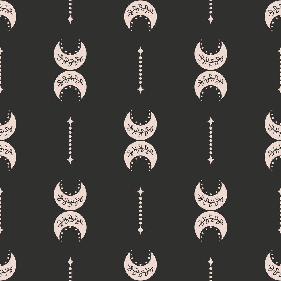 Cute boho moon seamless pattern. Creative childish print for fabric, wrapping, textile, wallpaper, apparel. Vector digital paper.