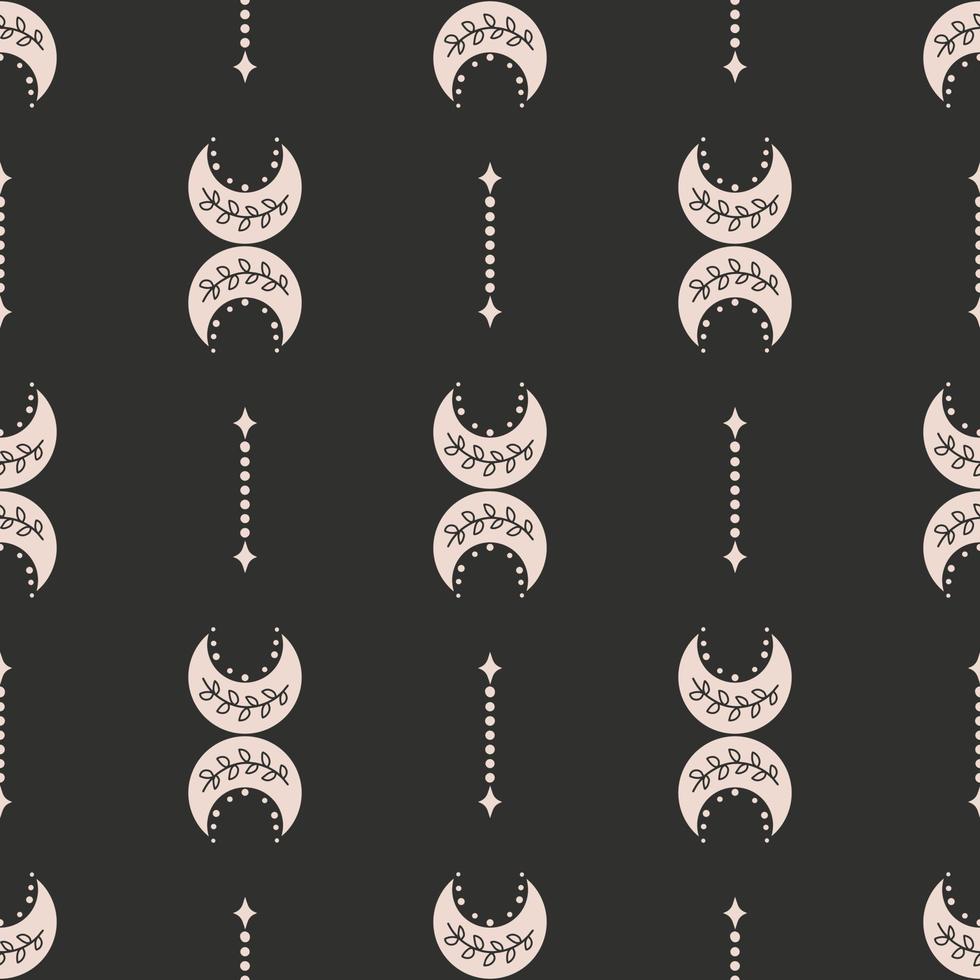 Cute boho moon seamless pattern. Creative childish print for fabric, wrapping, textile, wallpaper, apparel. Vector digital paper.