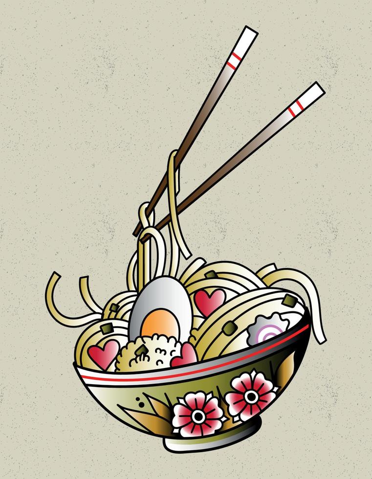 ramen japanese soup vector