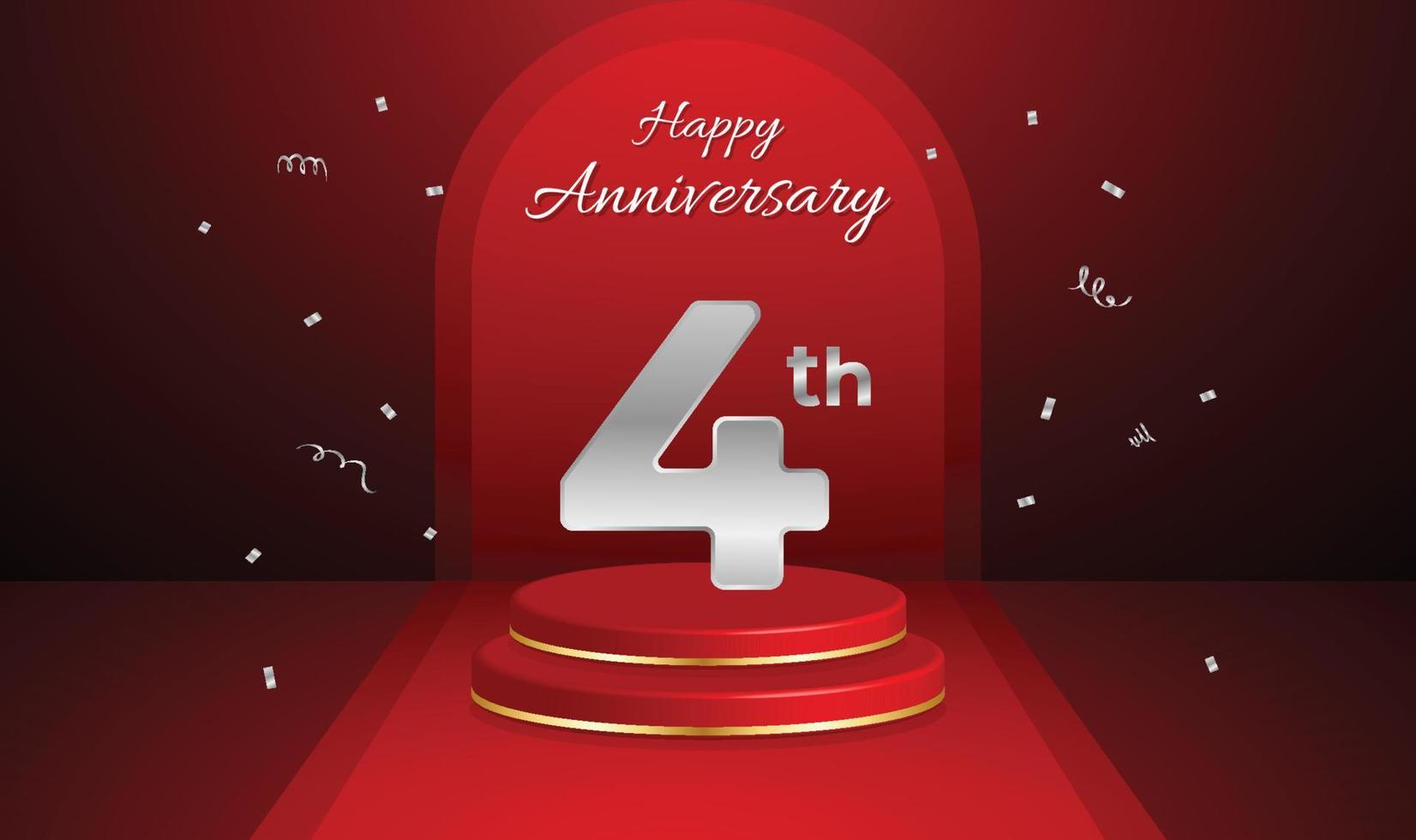Celebration 4 anniversary banner template vector