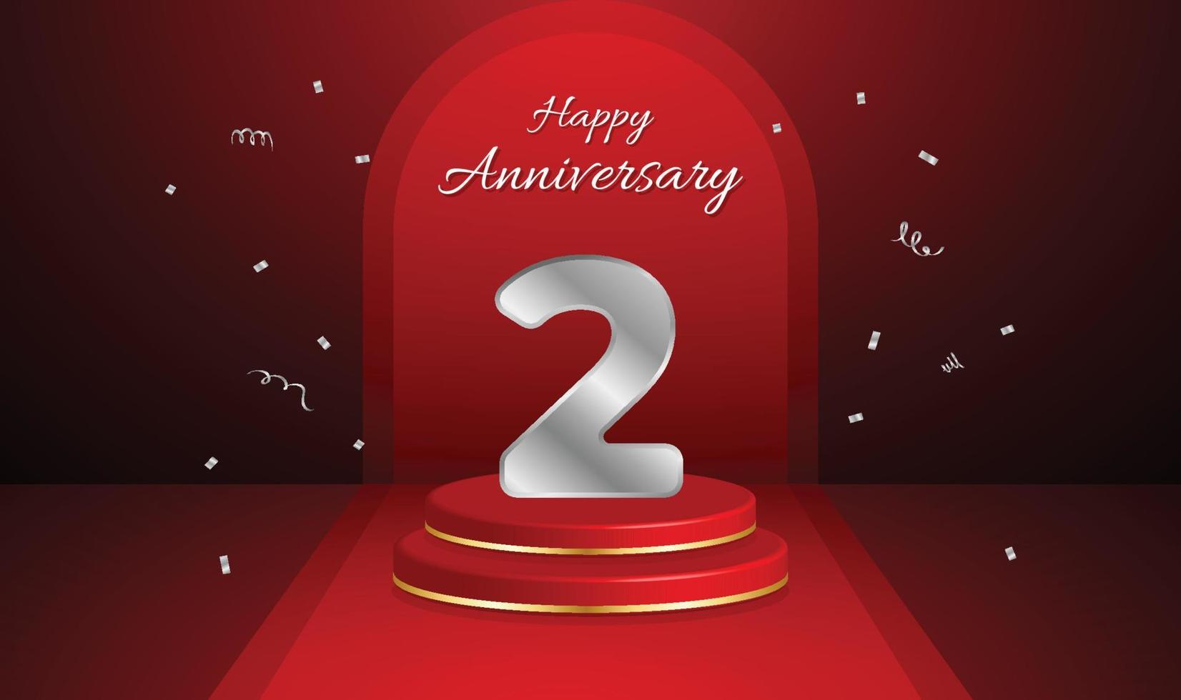 Celebration 2 anniversary banner template vector