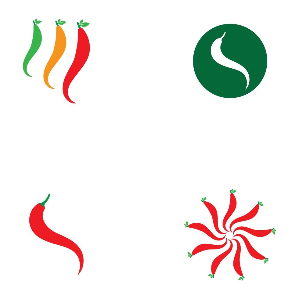 Ilustración de vector de icono de logotipo de chile picante rojo y verde