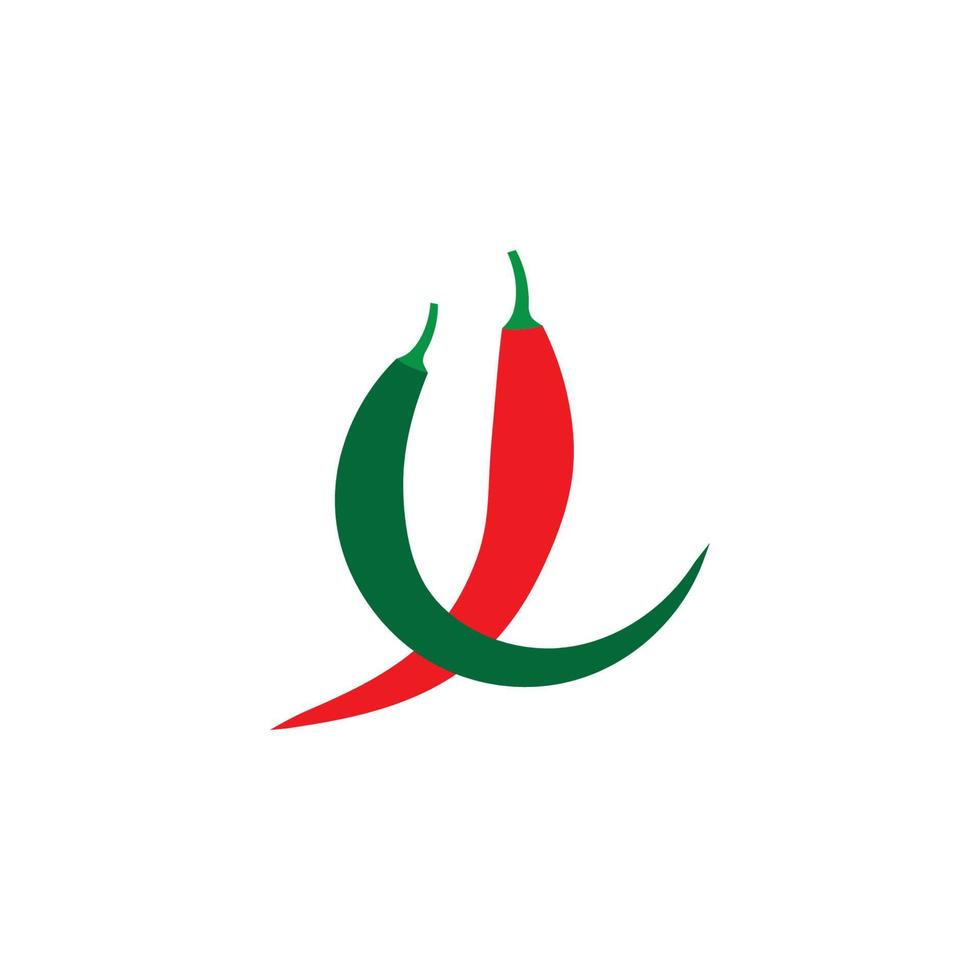 Ilustración de vector de icono de logotipo de chile picante rojo y verde