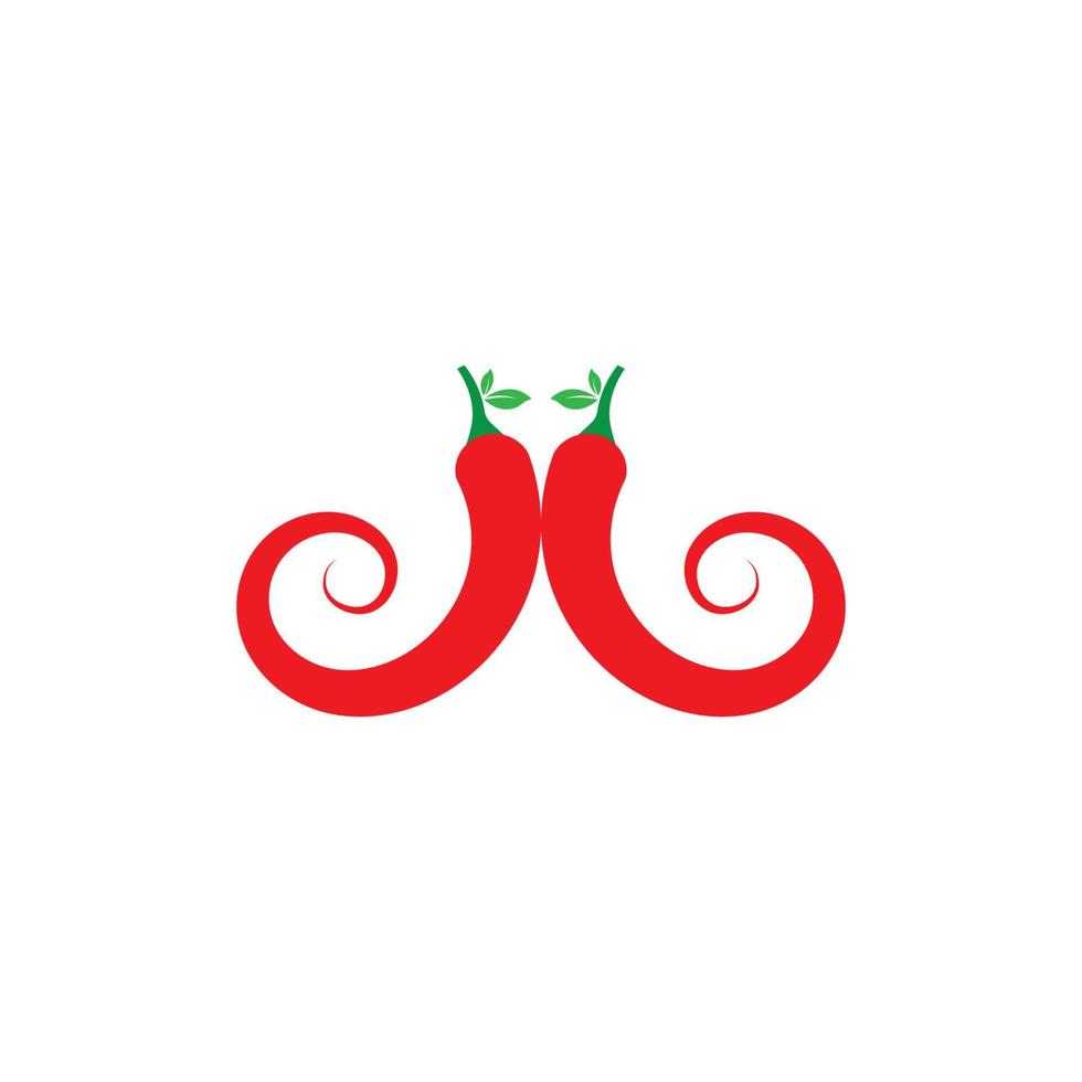 Ilustración de vector de icono de logotipo de chile picante rojo y verde